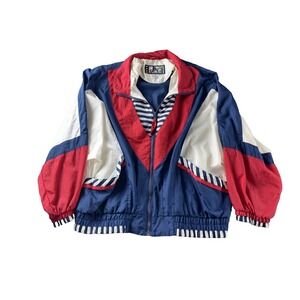 Vintage River Edge Sport Women's Size LG Windbreaker America Red, White & Blue